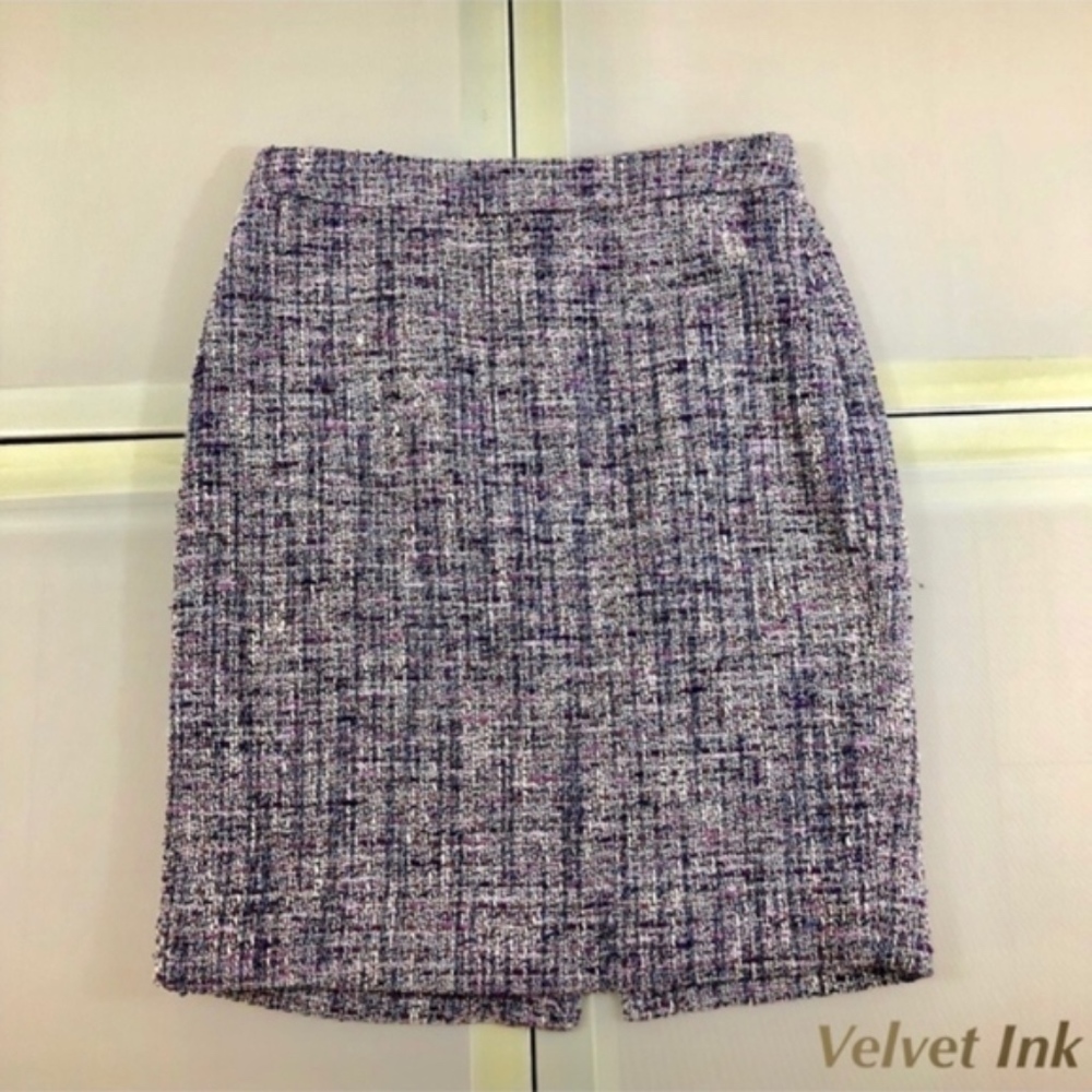 J. Crew Blue/Violet Lux Tweed Pencil Skirt